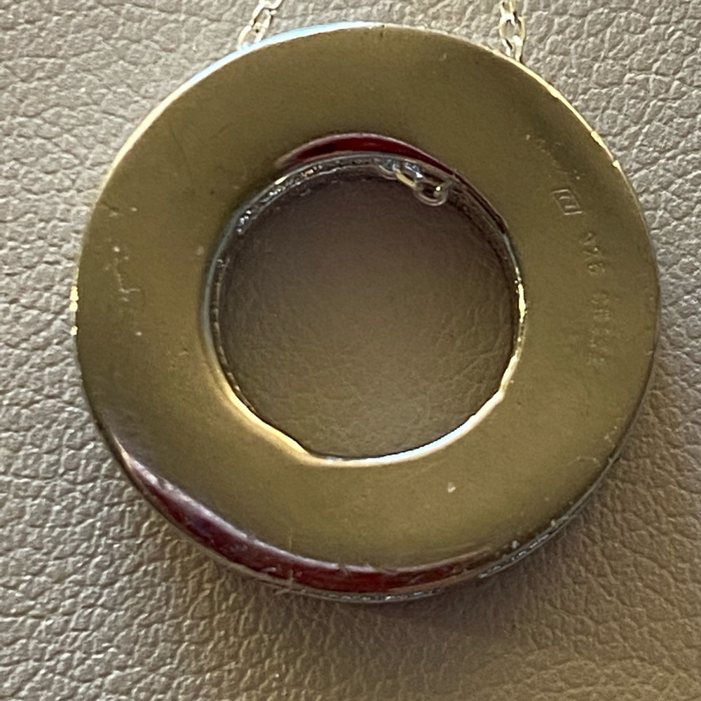 Silver w/Blue Circle Pendant on 925 Italy Chain 18 - Picture 5 of 13